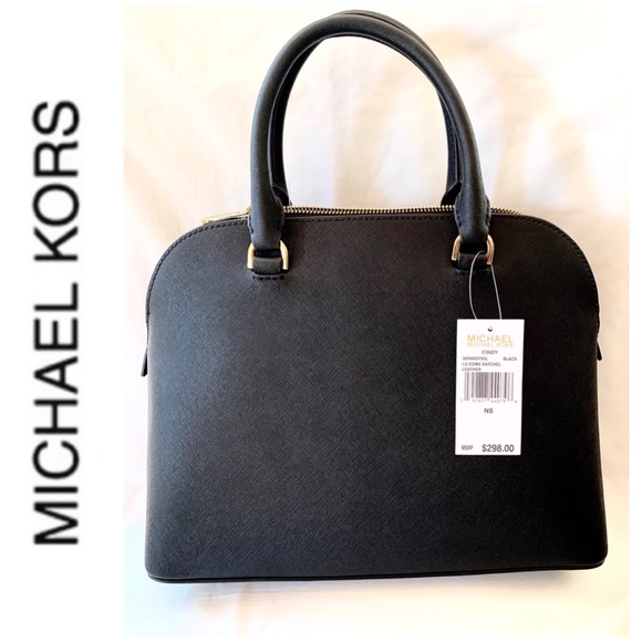 NWT authentic MK leather Cindy Dome satchel black - Picture 4 of 5